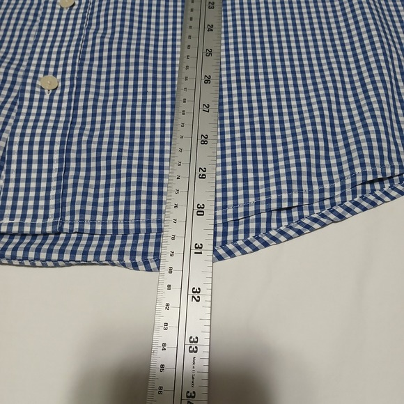 Puritan Mens 2XL Mellow‎ Blue Gingham Button Down Shirt Wrinkle Resistant - Picture 7 of 8